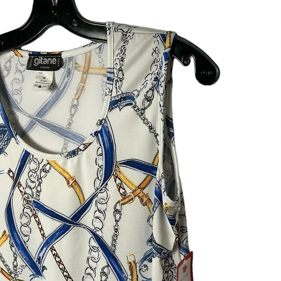 Y2K Gitane  NET,🇨🇦  top,sleeveless tunic,rounded hem, knots ,chains,coastal,sail - Picture 5 of 9